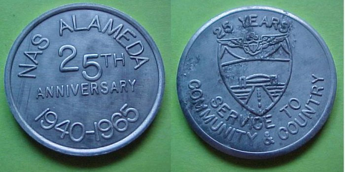 Alameda CA NAS Alameda 25th Anniversary 1965 token K-99