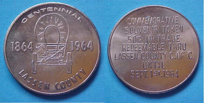 Susanville CA Lassen County Centennail 1964 50c municipal trade token K-23