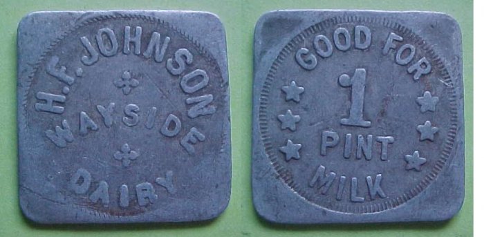 West Liberty IA Wayside Dairy good for 1 pint milk merchant token
