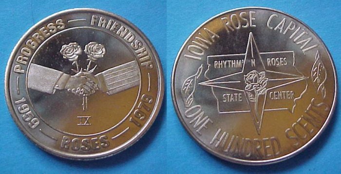 Iowa Rose Capital 1979 medal - Progress Friendship
