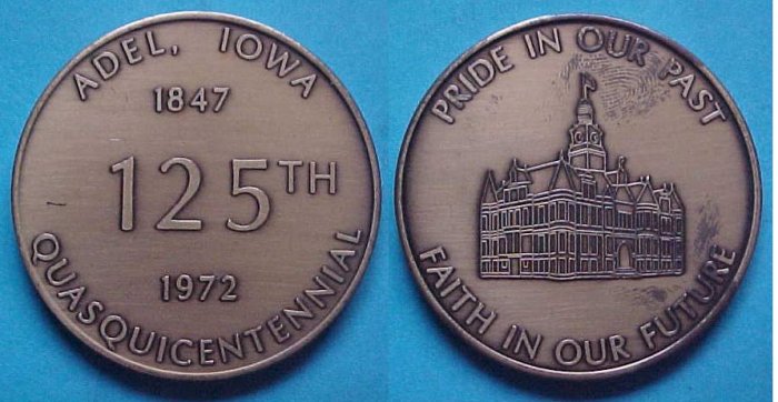 Adel IA Quasquicentennial 1972 medal