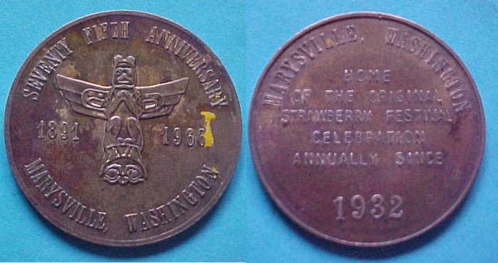 Marysville WA 75th Anniversary 1966 medal