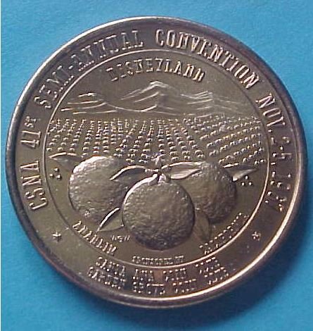 California State Numismatic Association CSNA Fall 1967 medal - Orange County