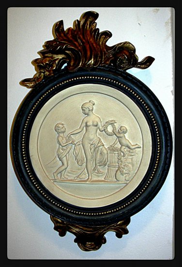 FRENCH INSPIRED WALL PLAQUE LADY WITH CHERUBS