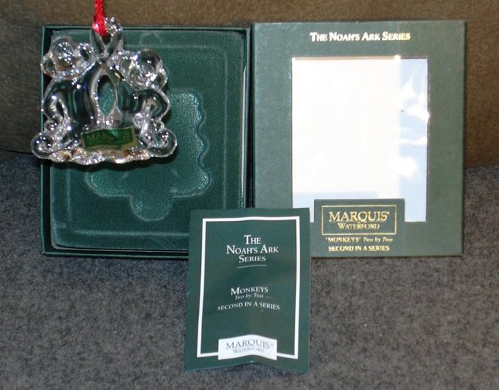 MARQUIS WATERFORD NOAH'S ARK SERIES ORNAMENT MONKEYS TWO BY TWO