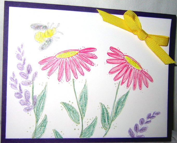 Handmade Card - Flowers and Bees