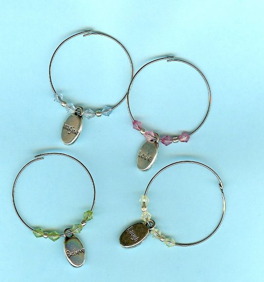 Swarovski Wine Charms - Love, Imagine, Laugh, Believe