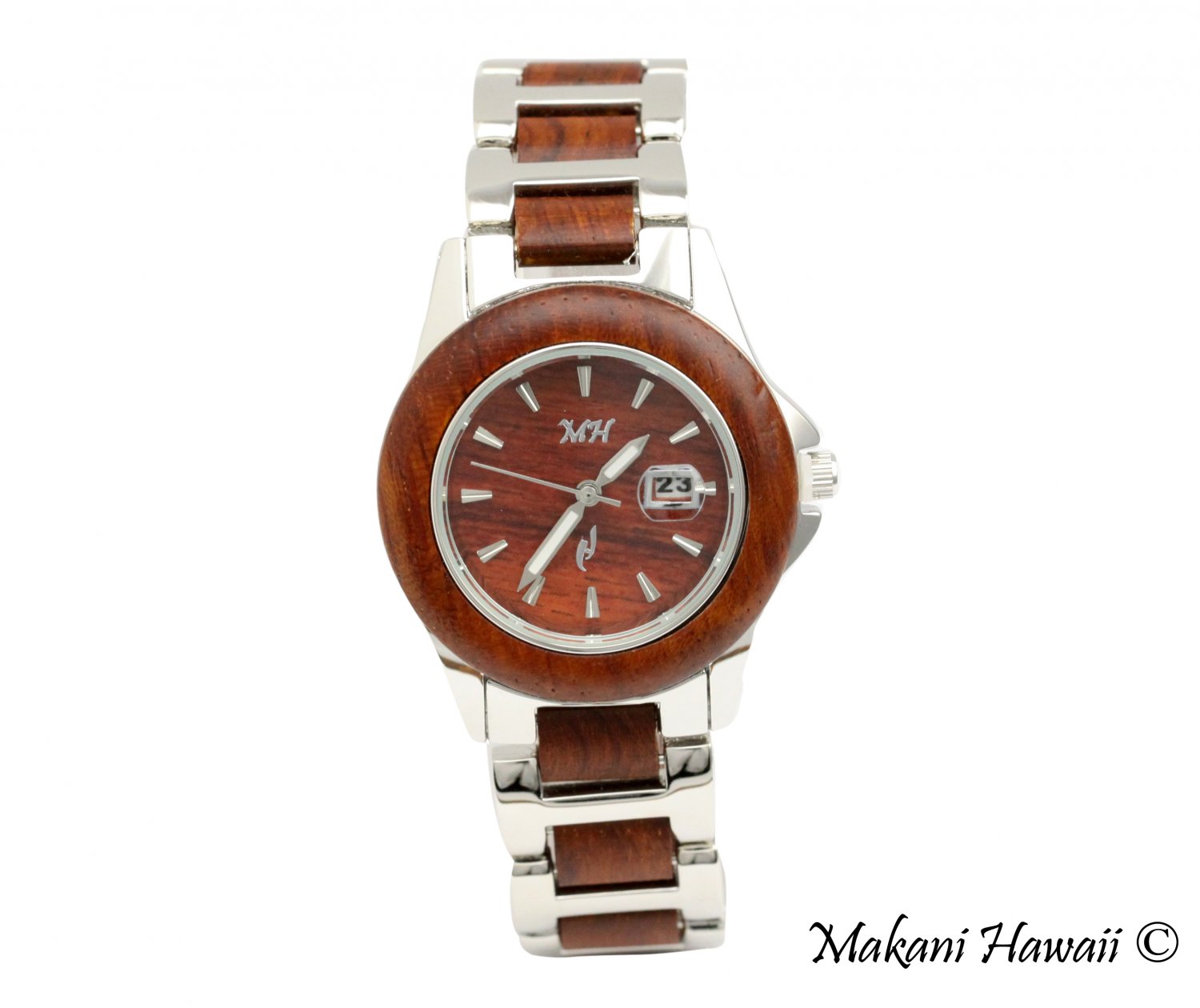 Makani Hawaii Women S Natural Rose Wood Silver Tone Classic Dial Watch