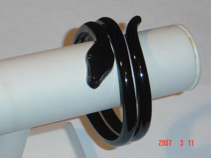 Snake Plastic Twisted Black Bangle Bracelet