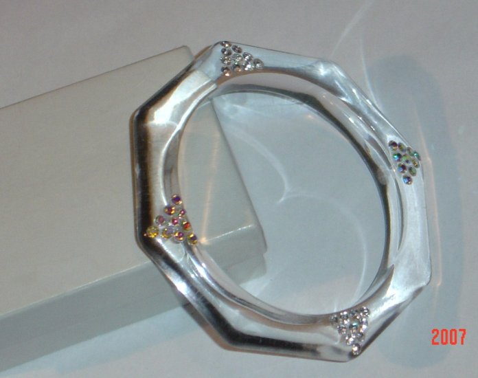 Clear Rhinestone Translucent Bangle Bracelet