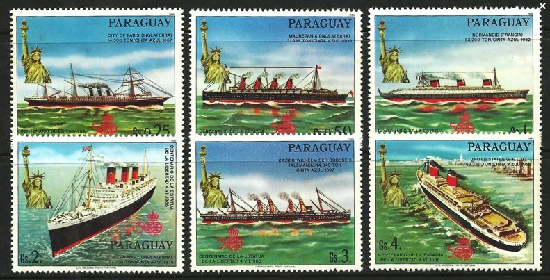 SHIPS / Paraguay. 1986 The 100th Anniversary of the Statue of Liberty in New York - Ships MNH