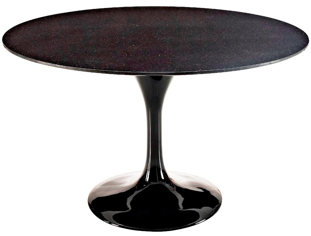 Dining Table Natural Marble Top Tapered Metal Base Round ...