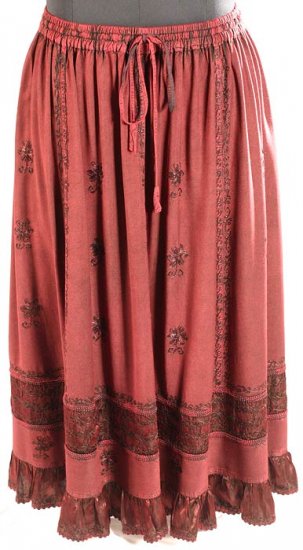 Embroidered ROMEO JULIET Satin Hem SKIRT
