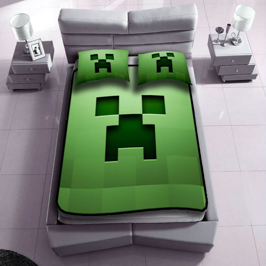 minecraft fleece blanket with 2pcs pillow case SKU76381296,41330564(2)
