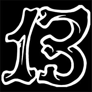 13 Thirteen Vinyl Decals / Stickers 2(TWO) Pack