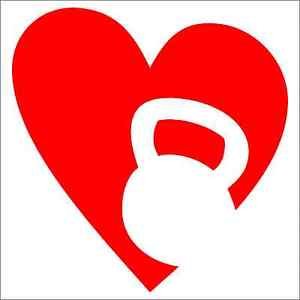 Kettle Bell Heart XFit Vinyl Decals / Stickers 2(TWO) Pack