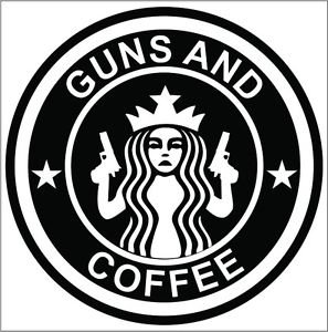 Guns and Coffee Custom Vinyl Decals / Stickers 2(TWO) Pack