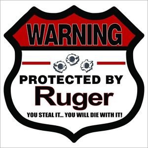 Warning Protected By Ruger 2nd Amendment Printed Vinyl Decal / Sticker