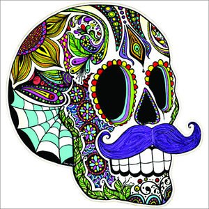 Mustache Sugar Skull Vinyl Decal / Sticker