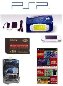 Sony PSP Giga Pack (Ceramic White) plus 21 Games and PSP Car Kit + 2GB memory card
