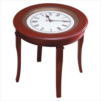 CLOCK TOP ROUND WOOD TABLE