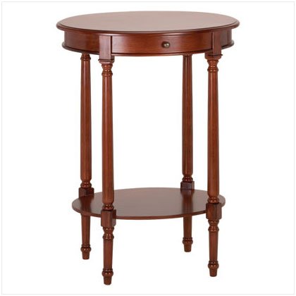 WOOD OVAL CONSOLE W/SHELF