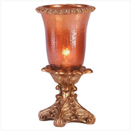 AMBER CRACKLE HURRICANE LAMP