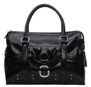 Alexandra Jordan Black Leather Luggage Style Tote