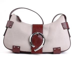 Alexandra Jordan Off-White and Brown Leather Shoulder Bag