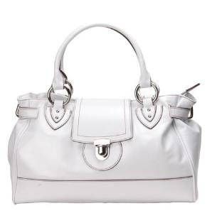 Alexandra Jordan White Leather Handbag with Brown Leather Trim