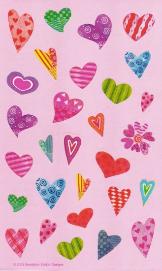Pink Hearts Stickers