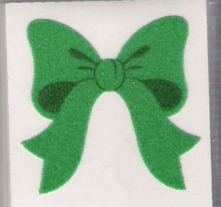 Fuzzy Green Bow Stickers