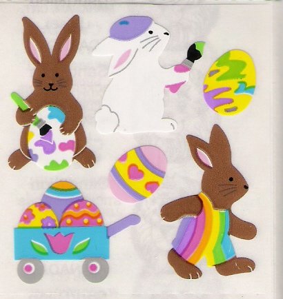 Brown Bunnies with Easter Eggs