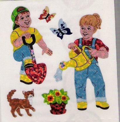 Boy and Girl Gardening