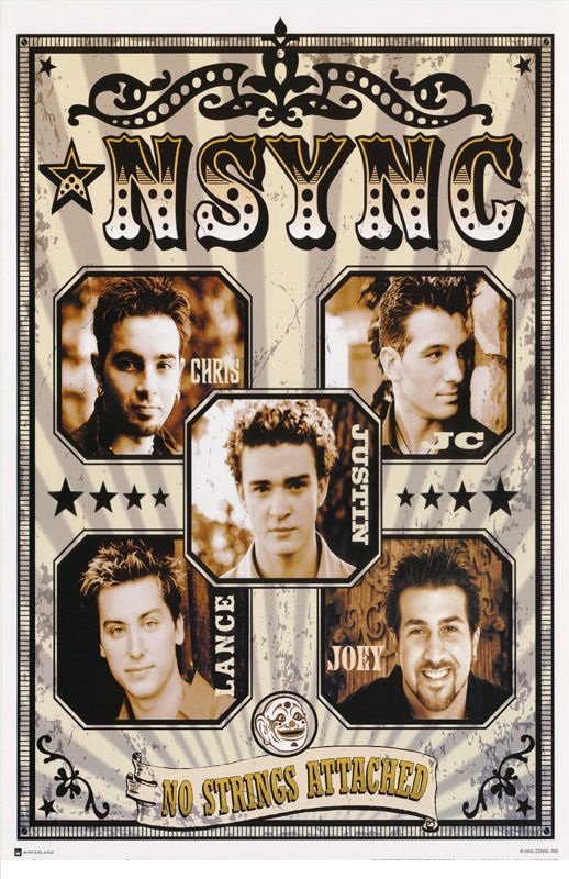 Nsync N Sync Band Faces Collage No Strings Attached 2000 Rare Music Poster