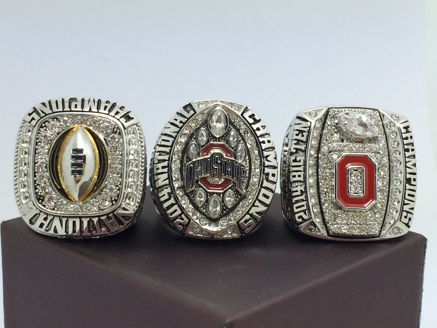 One Set 3PCS 2014 2015 Ohio State Buckeyes National Championship Ring 8 