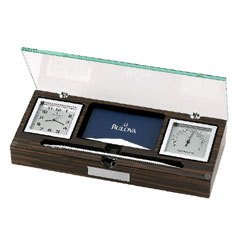 Bulova Paragon Clock, Thermometer, and Pen Holder B2572