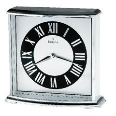 Bulova Arcade black and silver clock B8480