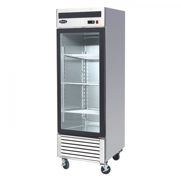 Stainless Steel Single 1 Door Glass Freezer Merchandiser Display Case
