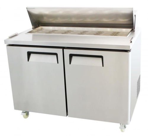 48" 2 Door Refrigerated Restaurant Mega Top Salad Sandwich Prep Table MSF-8306