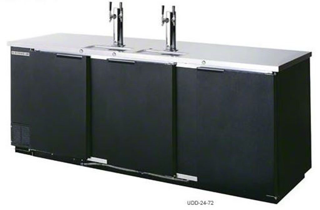 Black 72" Back Bar Cooler Kegerator Beer Dispenser Refrigerator 3 KEGS