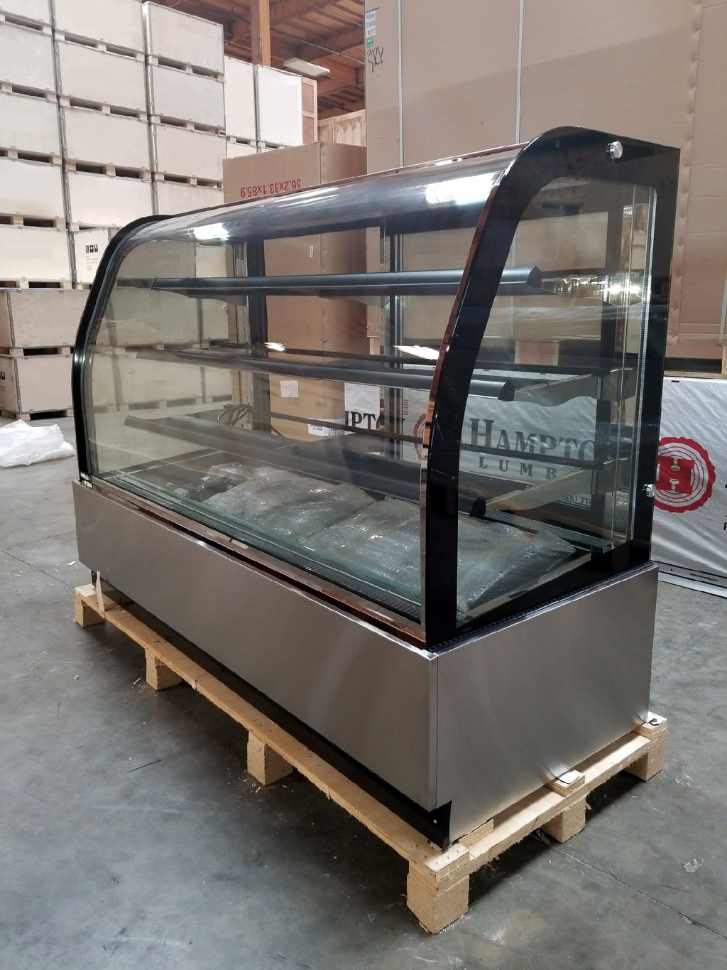 New 71" Curved Glass Stainless Steel Deli Cake Display Refrigerator Full Size