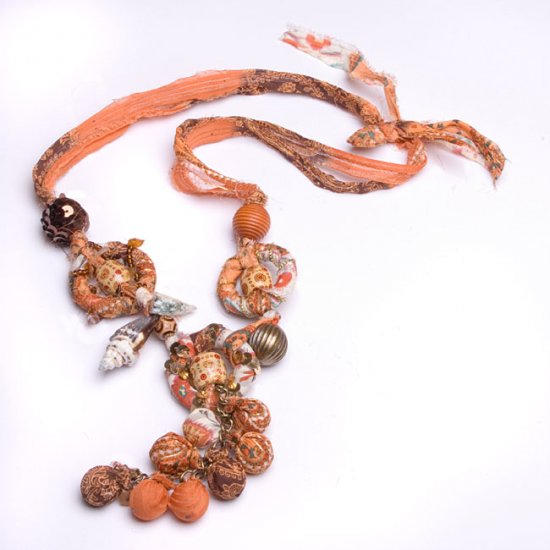 Rags to Riches Fabric Beaded Necklace