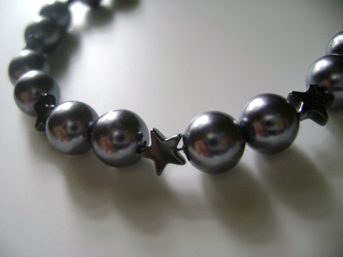 Metallic Grey Rounds and Stars Necklace