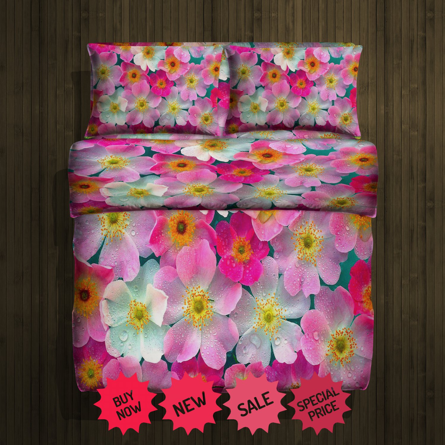Flower Fleece Blanket Large & 2 Pillow Cases #84783307,84783311(2)