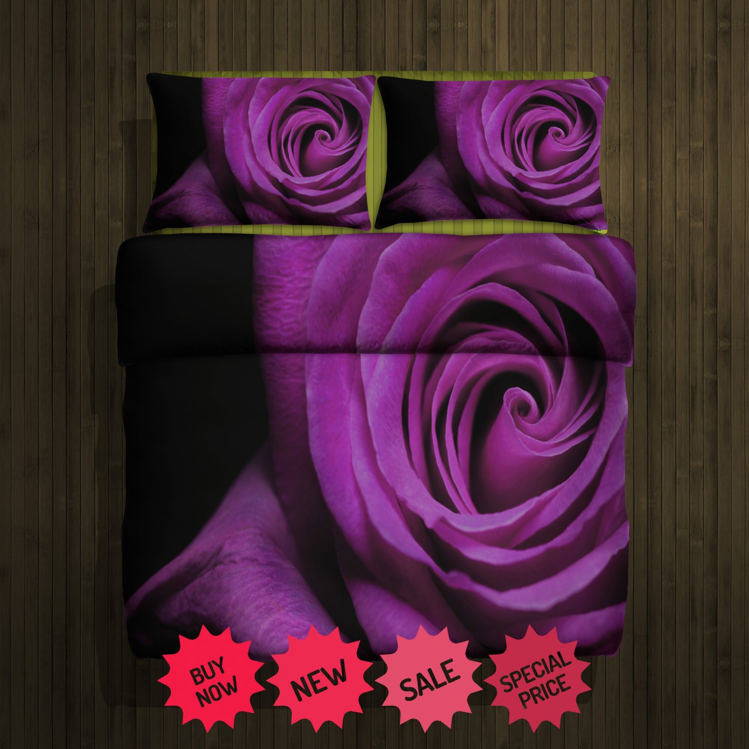 Purple Rose Fleece Blanket Large & 2 Pillow Cases #86052672 ,86052675 (2)