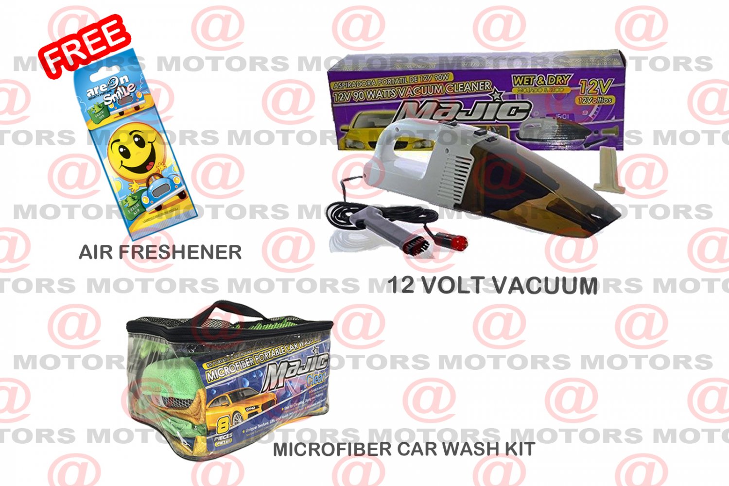 12 Volt Vacuum 90 Watt Wet Dry Microfiber Portable Car Wash Kit 8 Pcs Car Care