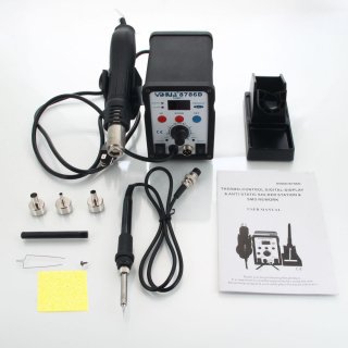 YiHUA-8786D 2-in-1 110V Soldering Station + Hot Fire Gun + Soldering Iron Kit (US Standard) Black