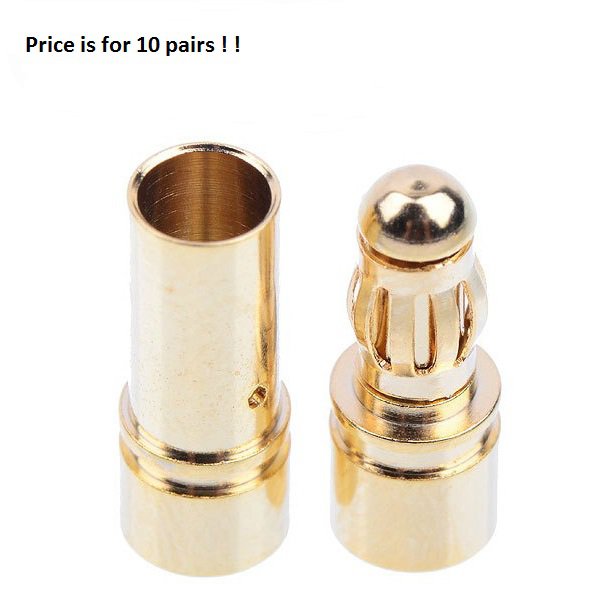 (10 pair) 3.5mm Gold Bullet Banana Connector Plug For ESC Battery Motor