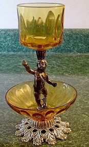 Italian Brass & Glass & Gilded Cupid